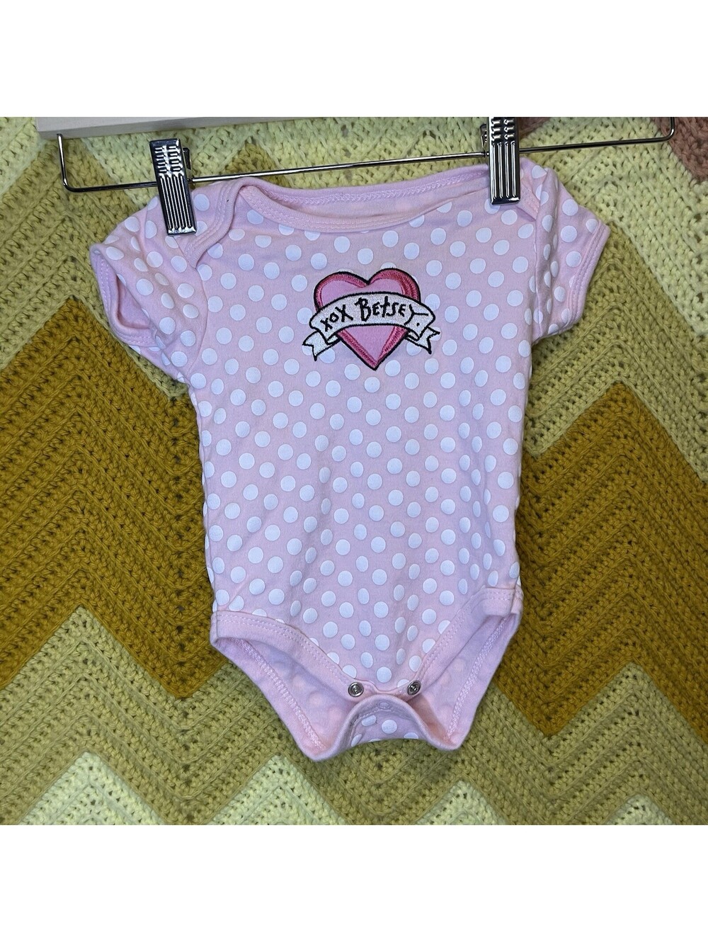 👶 Baby Girl Bodysuit Romper Size 12 Months Embroidered Betsy Johnson Y2K